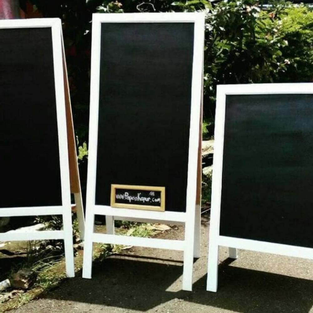 

PRODUK- PAPAN TULIS KAPUR 2SIDE 50X90X120CM CHALKBOARD BLACKBOARD CAFE .