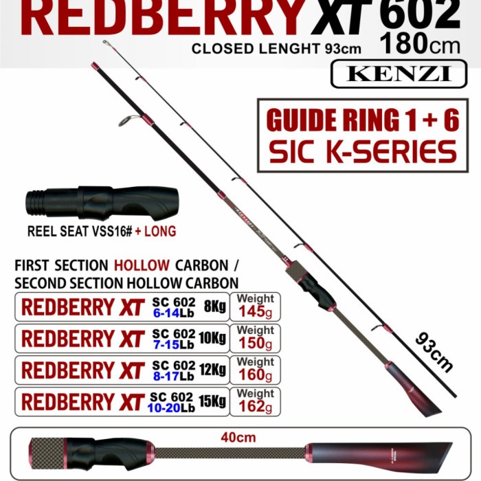 joran pancing kenzi blackberry atau redberry xt carbon 180 cm
