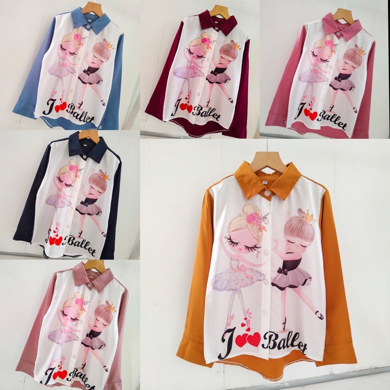 KEMEJA PRINTING ANAK PEREMPUAN 7-12th