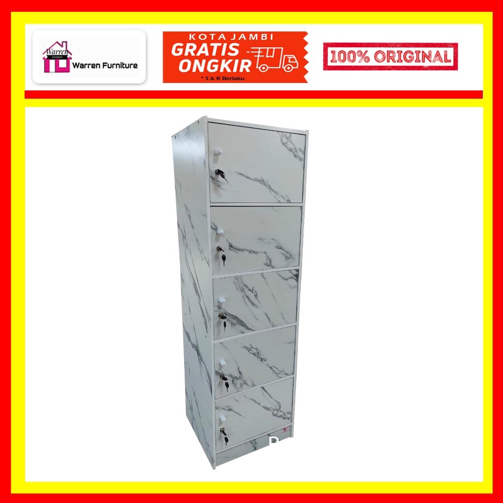 RSG 5 susun Full kunci Marble putih