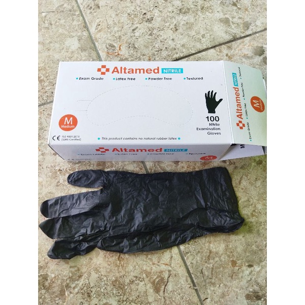 HANSCONE LATEX NITRIL BLACK ALTAMED/ SARUNG TANGAN KARET LATEX HITAM