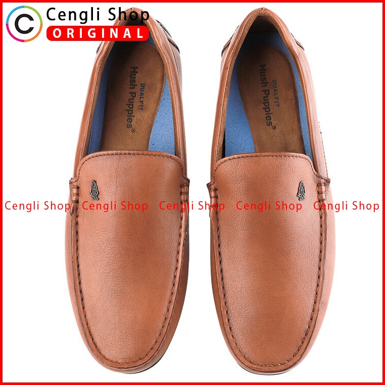 HM006 SEPATU SLIP ON HUSH PUPPIES PRIA ORIGINAL CASUAL KULIT COKLAT