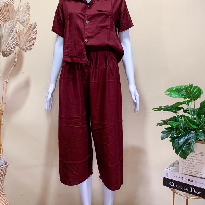 Viral ONE SET RAYON BUSUI / SET CROP RAYON / PIPER SET / PIYAMA KANCING POLOS / PIYAMA RAYON POLOS