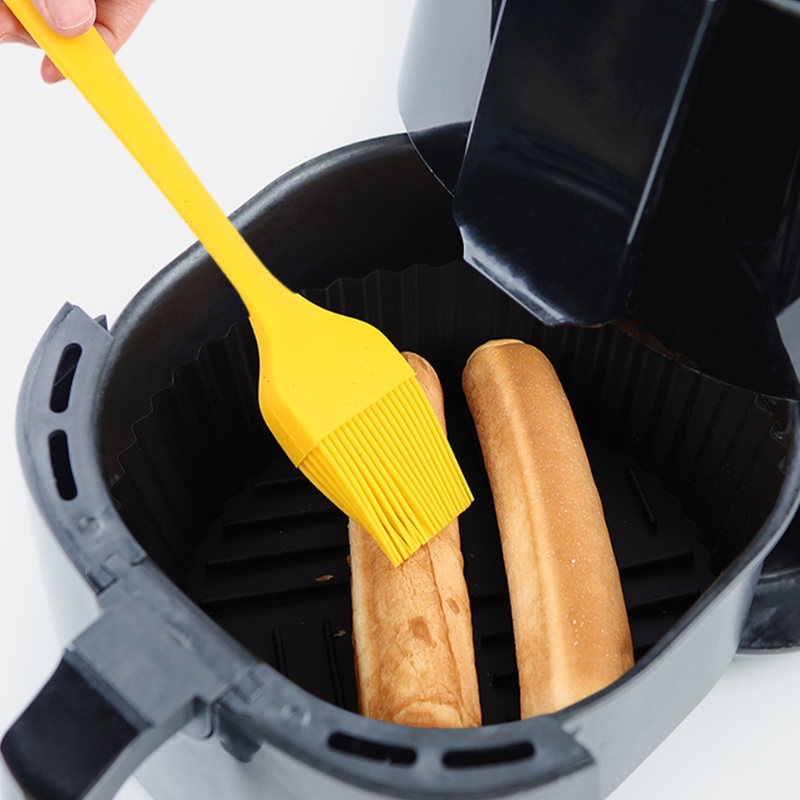 Aksesoris Nampan Panci Air Fryer Bentuk Bulat Bahan Silikon Anti Lengket Ramah Lingkungan Warna Hitam