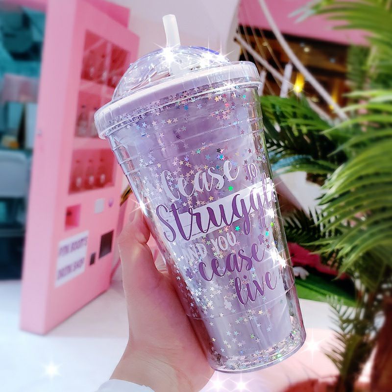 KD1 Tumbler Botol Minum Sedotan Lucu Glitter / Tumbler Cups Blink  / Tumbler Gelas Lucu / Tumbler Gelas Kekinian / Tumbler Gelas 450ml / Tumbler Gelas Anak / Tumbler Gelas Remaja / Gliter Tumbler Cups Blink + Box + Free bubble