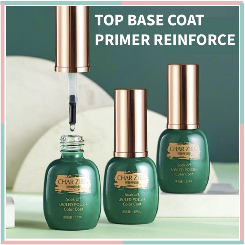 CHARZIEG - TOP COAT dan BASE COAT UV GEL KUTEK GEL BENING (FREE BUBLE WRAP)