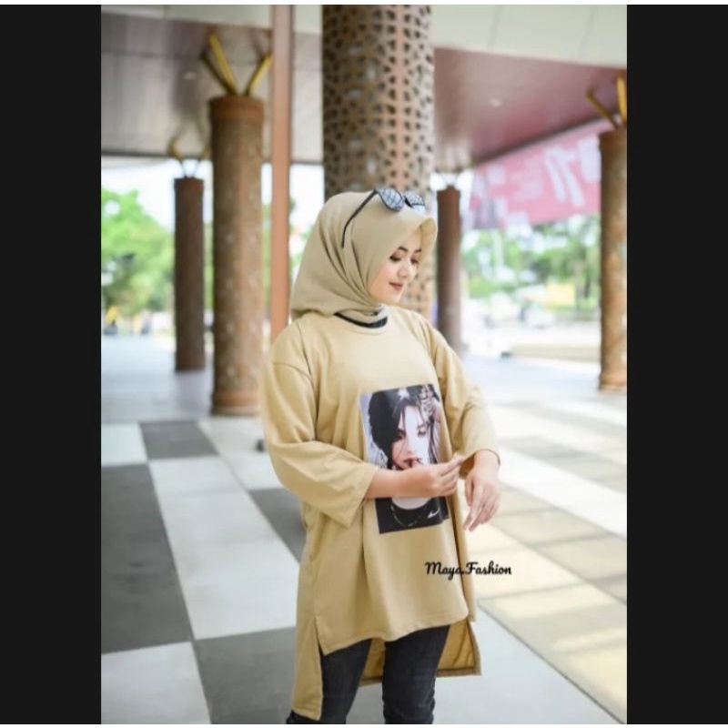 Baju Atasan Oversize Wanita/ Kaos Sablon Unik/ Tunik Jumbo Lengan Panjang/ Baju Sablon Terbaru 2022/ Baju Atasan Wanita Kekinian/ Baju Simple Trendy 2022