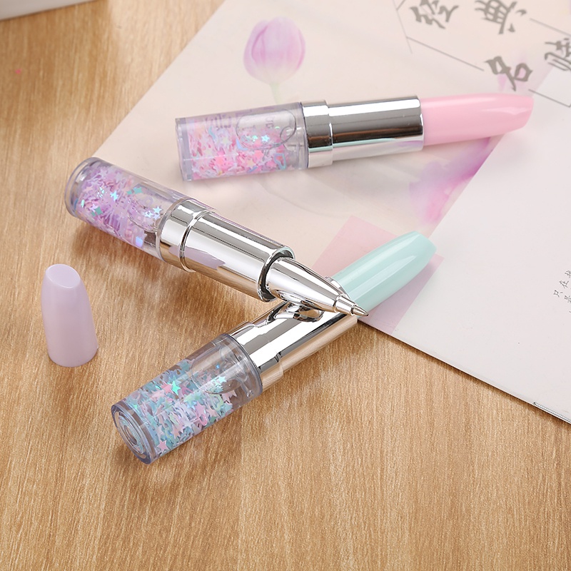

sg 1 LUSIN (12 PCS) PULPEN GEL GLITTER MOTIF LIPSTICK LUCU IMUT / BOLPEN GEL KARAKTER LIPSTIK LG