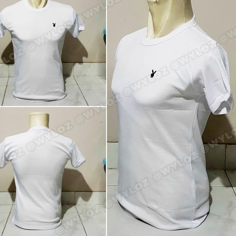 Lihat Disini--Baju Kaos Dalam T-shirt Oblong Singlet Playboy Putih Hitam Polos Katun Ketat Body Fit 