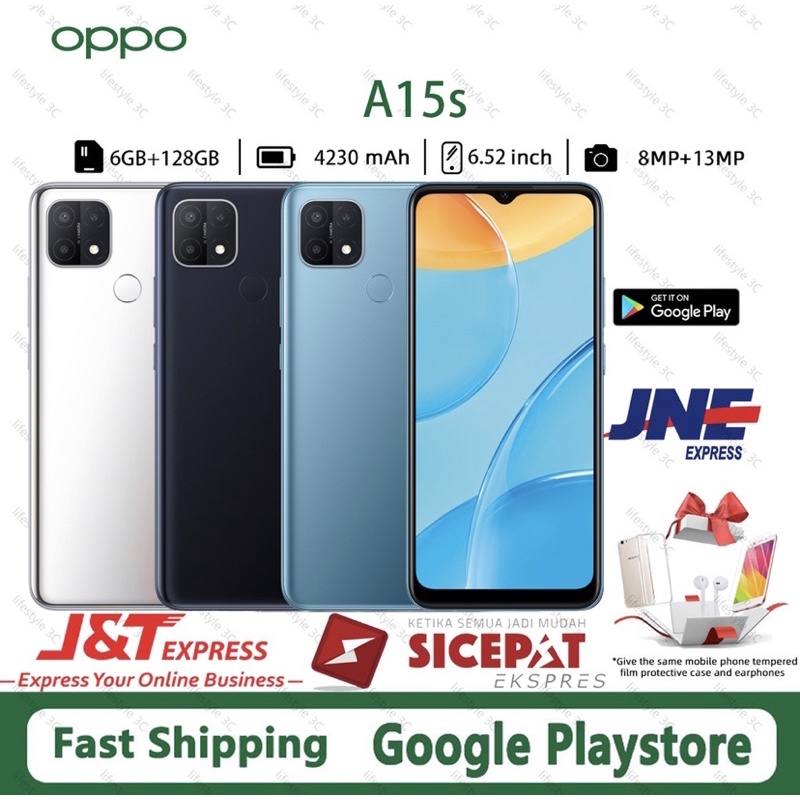HP OPPO A15s RAM 6/128GB 8MP depan 13MP Kamera Belakang Layar 6.52 inci Garansi 1 Tahun