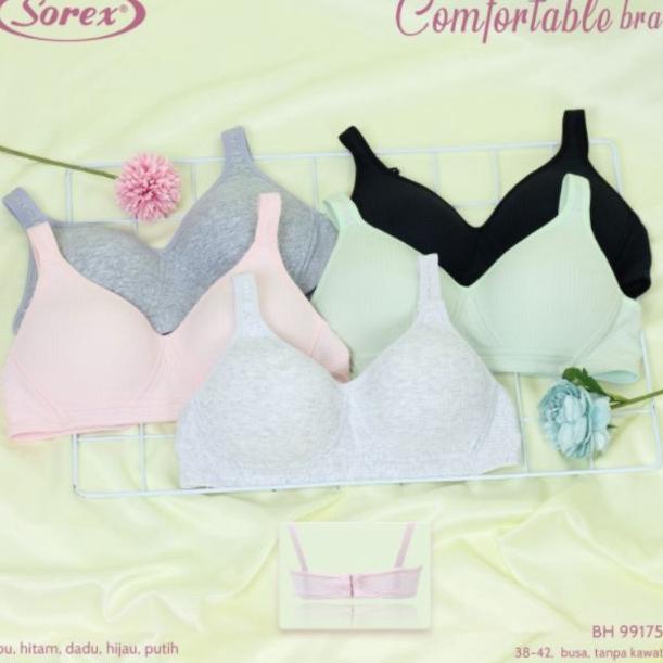 BH SOREX 99175 Tanpa Kawat Busa Tipis / Pakaian Dalam Wanita Motif Salur GROSIR "LR.18Oc22g"