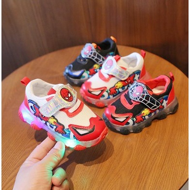 littlekiddoss SH2154 Sepatu Lampu Anak Import Sepatu Sneakers Anak Lampu LED Sepatu Spider 21-30