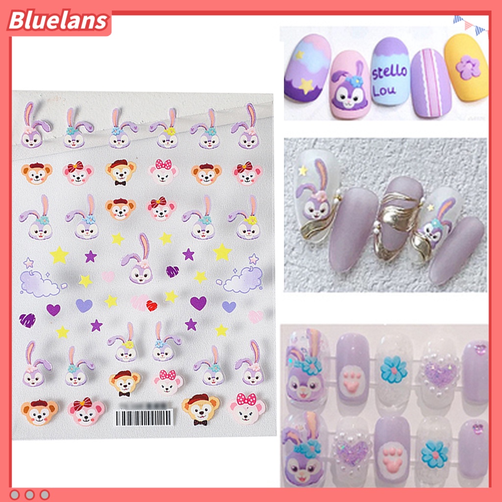 Bluelans Stiker Kuku Motif Kartun 5D Gaya Jepang Untuk Dekorasi Manicure