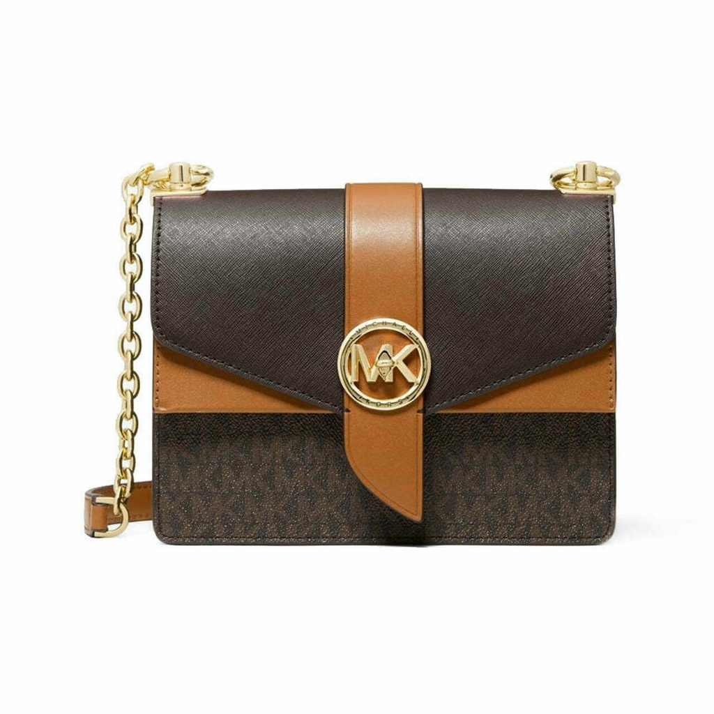 MK Greenwich Small Saffiano Leather Crossbody Bag Brown Acorn(20x13.5)