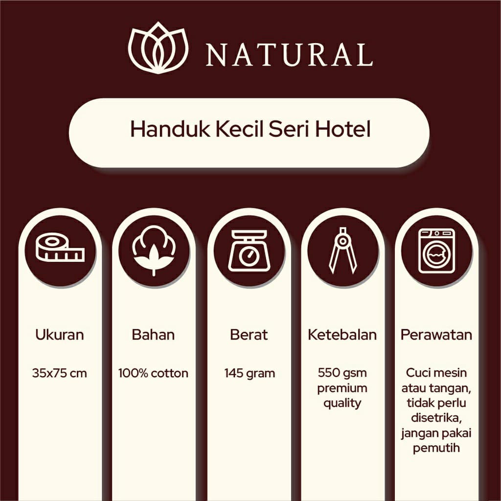 Handuk Sport NT HOTEL Natural by Chalmer uk 35x75cm uk 35 x 75 cm Seri Handuk Hotel Handuk Tebal Face Towel 550gsm 145gram