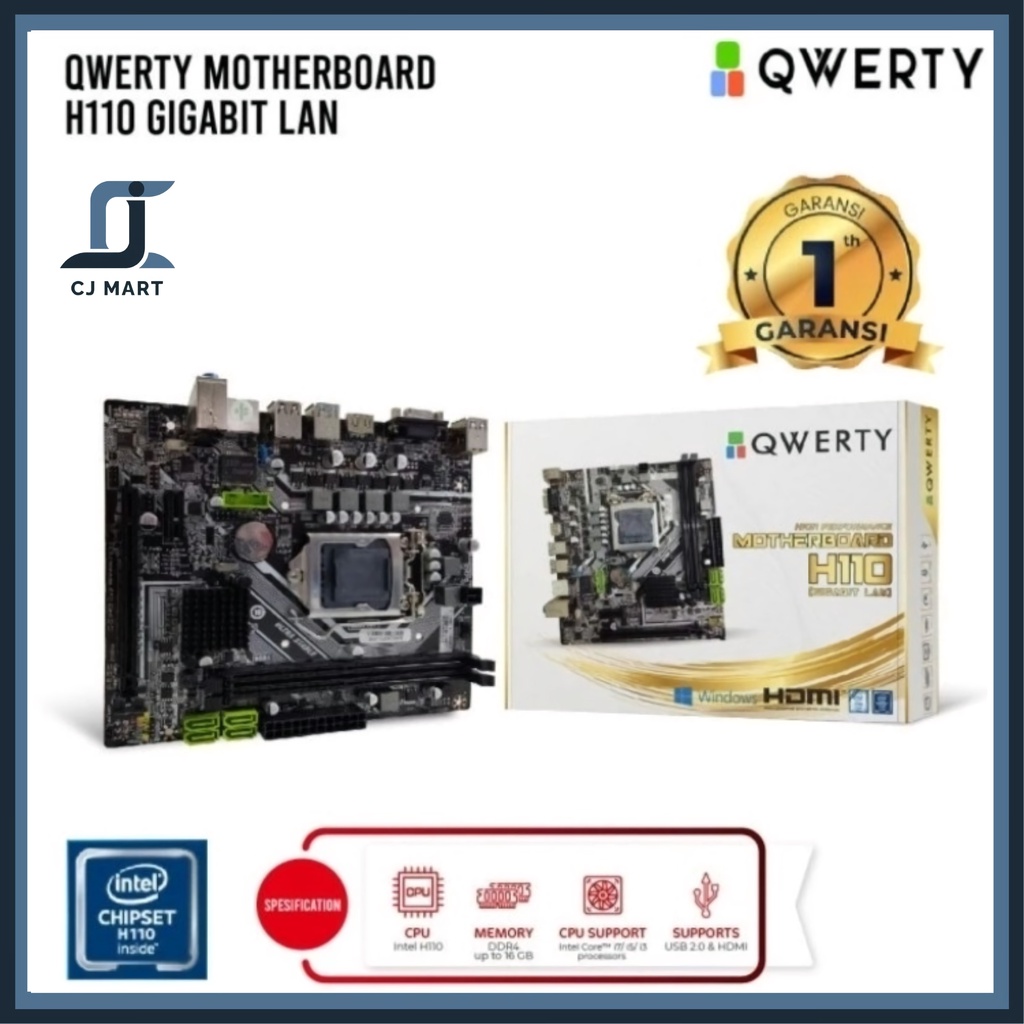 MONTHERBOARD QWERTY H110 GIGABIT LAN DDR4 LGA 1151