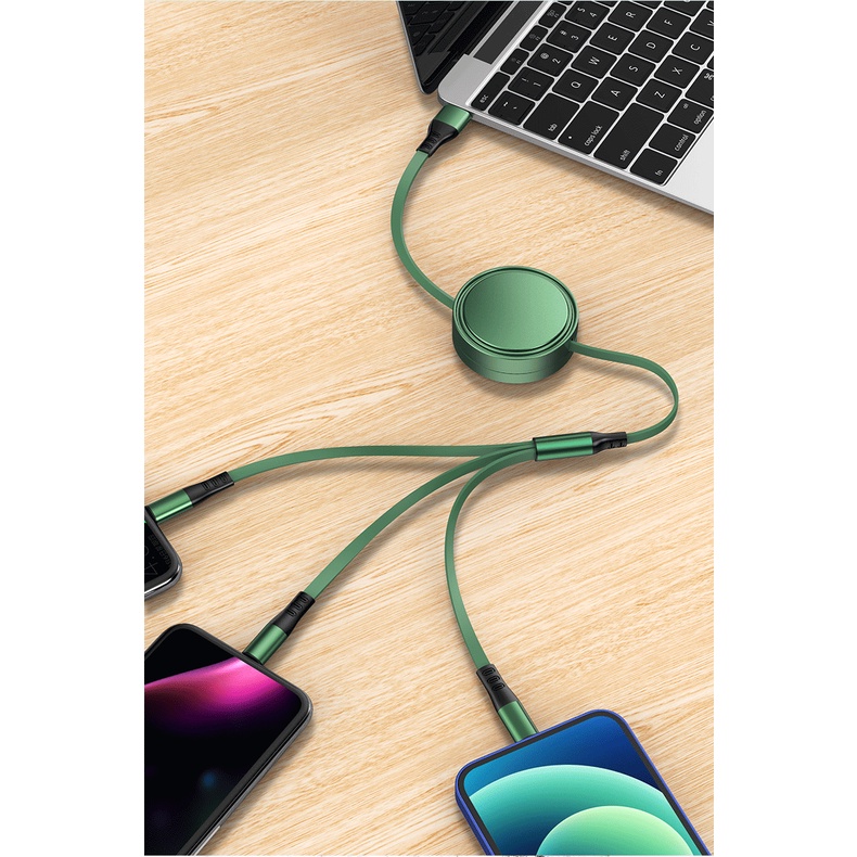 Kabel Charger Handphone di Mobil 3 in 1 (Fast Charging), 3A