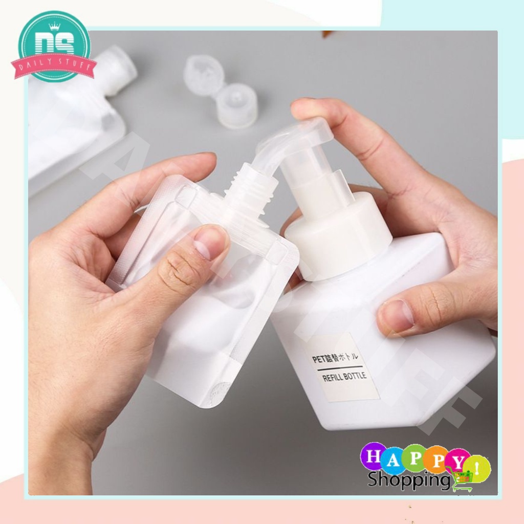 DS SS32 Travel Pouch Kantong Plastik Kemasan Lotion / tempat sabun cair Plastik tutup FlipTop Cosmetic Lotion import
