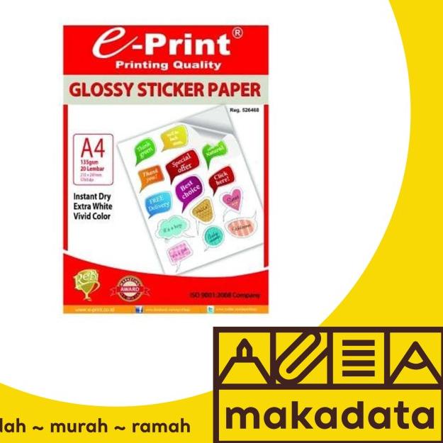 

PAPER | KERTAS STICKER GLOSSY E-PRINT A4 135 GRAM MURAH