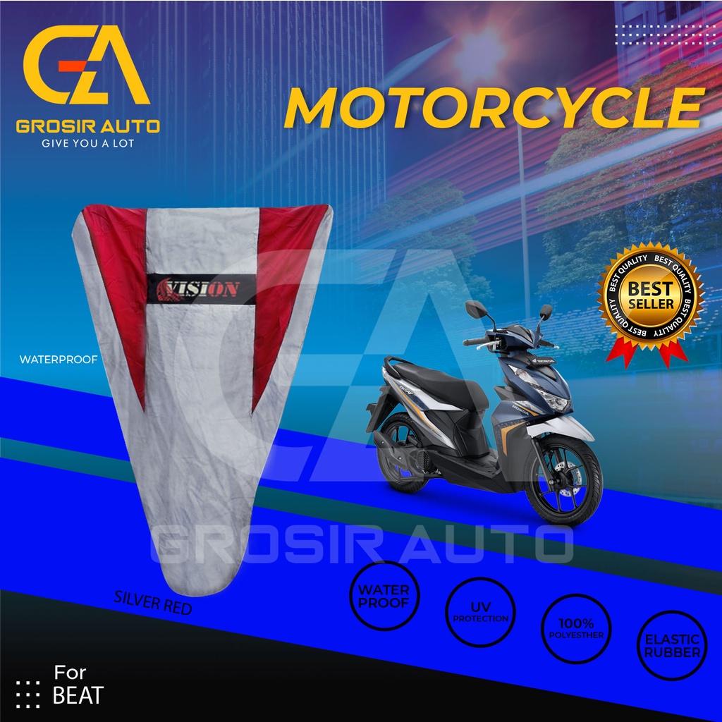 Cover Motor / Pelindung Sarung Motor / Penutup Motor Beat Vision Silver Merah Waterproof