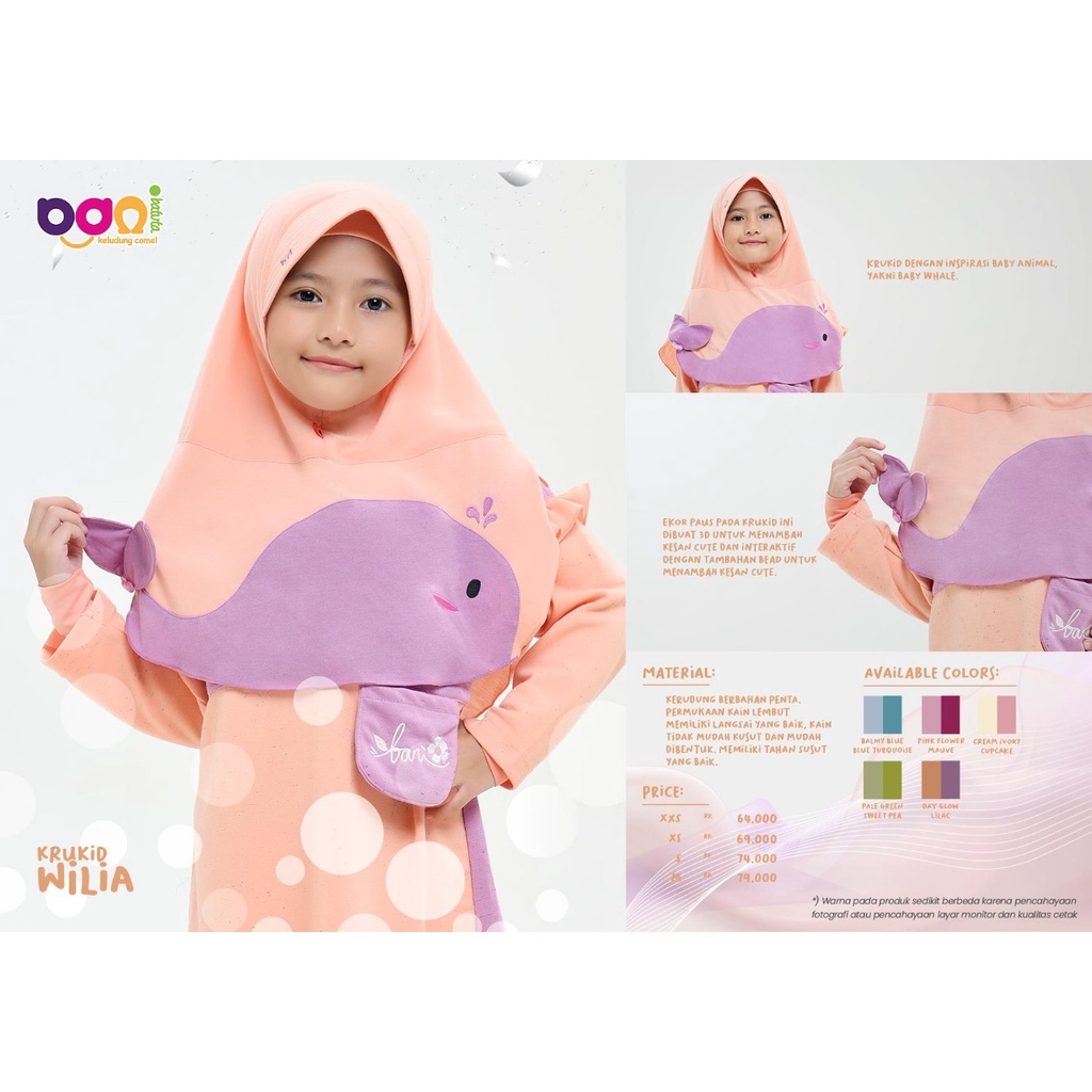 Kerudung anak Krukid Wilia | jilbab Anak karakter | Jilbab Anak | kerudung anak perempuan | Kerudung