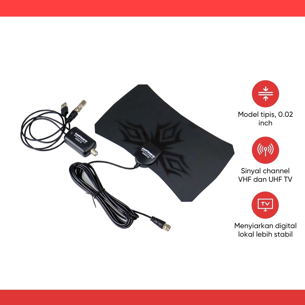 BISA COD Antena TV Digital DVB-T2 980 Mil HDTV Satellite with Signal Booster Amplifer  - Hitam