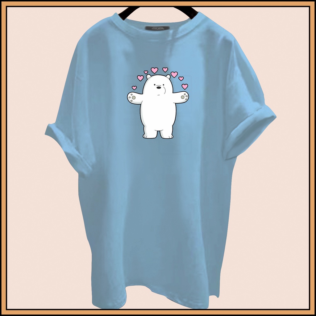 CALVIERO SHOP - BAJU KAOS ATASAN WANITA PRINT BEAR LOVE LOGO GALAXY PRINT