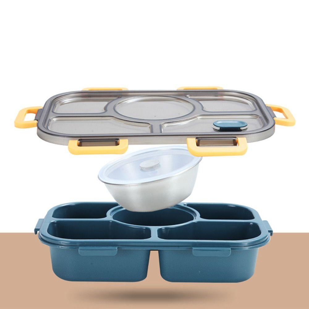 Solighter Divided Plate Lunch Box Portable Microwave Plastik Kapasitas Tinggi Bento Box