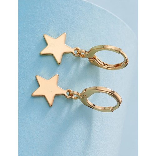 LRC Anting Tusuk Fashion Gold Five-pointed Star W72210