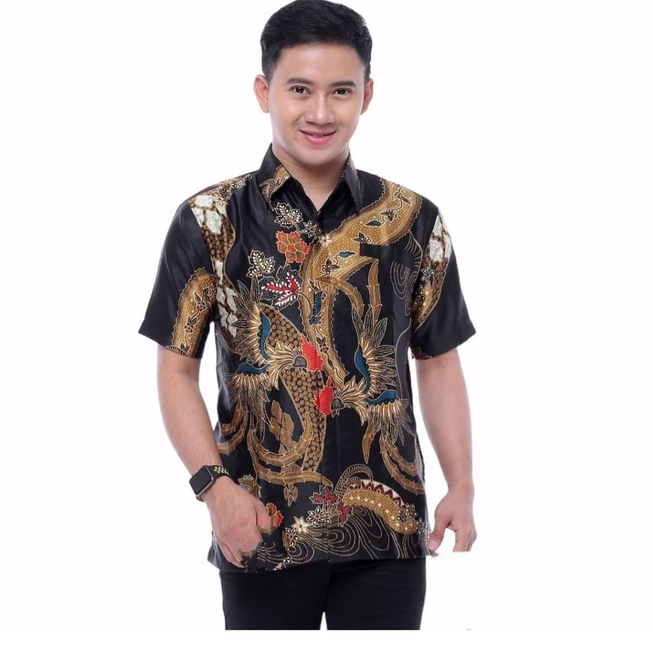 Harga Bersahabat Baju Batik Pria Lengan Pendek Semi Sutera Hem L Laki Sutra Ukuran Regular Asli Peka