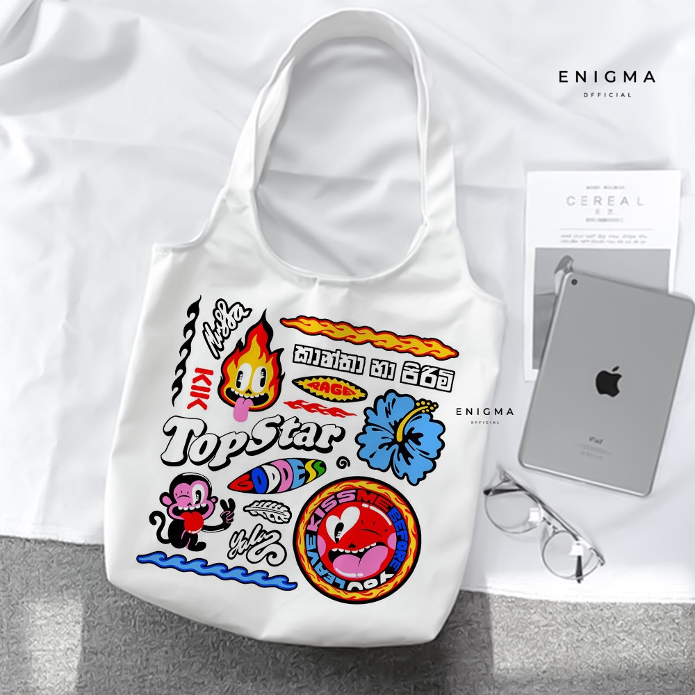 TERBARU TOTEBAG KANVAS PREMIUM ENIGMA TAS WANITA TOTE BAG WANITA TOTEBAG AESTHETIC