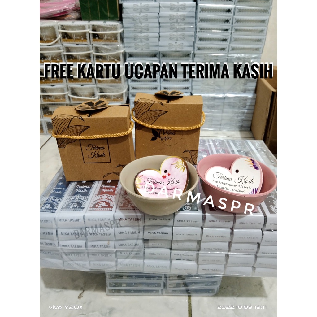 Terbaru!!! ( isi 100 pcs ) Souvenir mangkok bulat soft kemasan bok rustic
