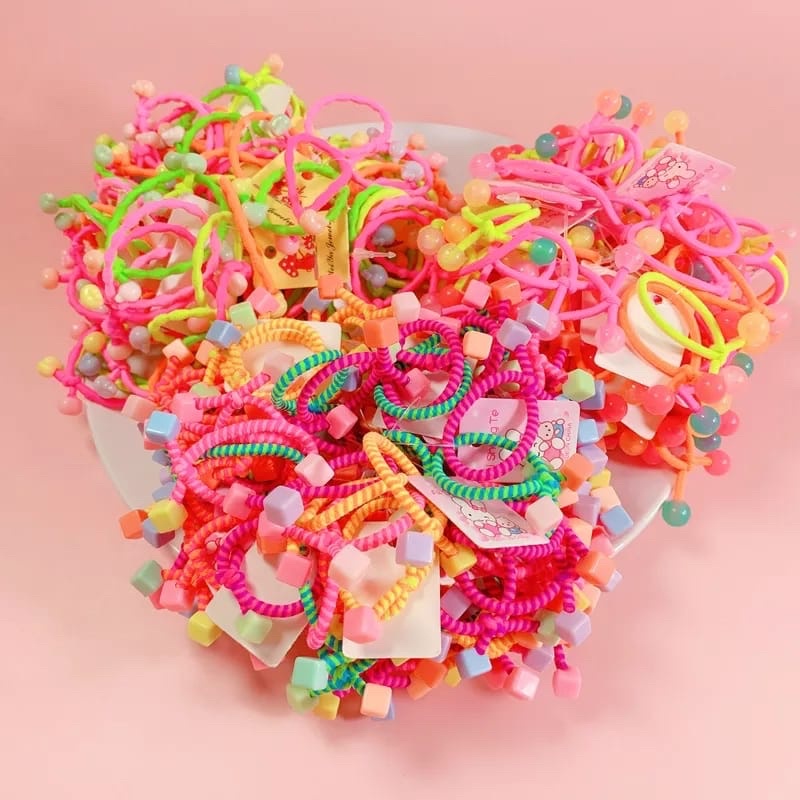 20PCS !!! Ikat Rambut/ Kuncie Elastis/ Ikat Rambut Anak Import Karet Rambut Ponytail Elastis Warna-Warni Untuk Anak