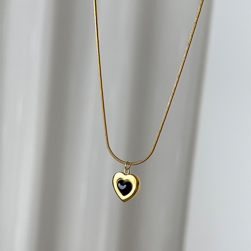 Kalung anting love hitam ratai itali titanium anti karat harga grosir bisa COD
