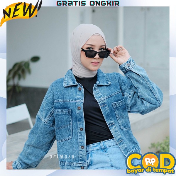Jaket Jeans Wanita Crop Oversize Jaket Jeans Wanita Jumbo Korea Jaket Jeans Wanita Murah Jaket Levis