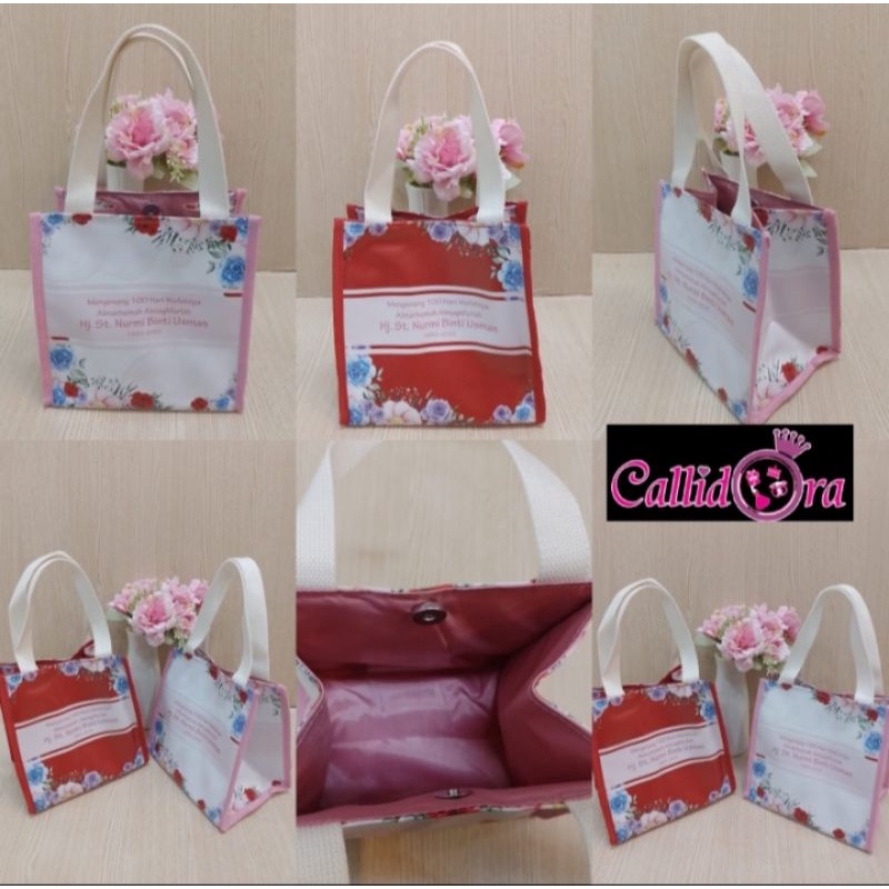 Souvenir totebag bahan kulit Oscar/mengenang 40 hari/100 hari/tas