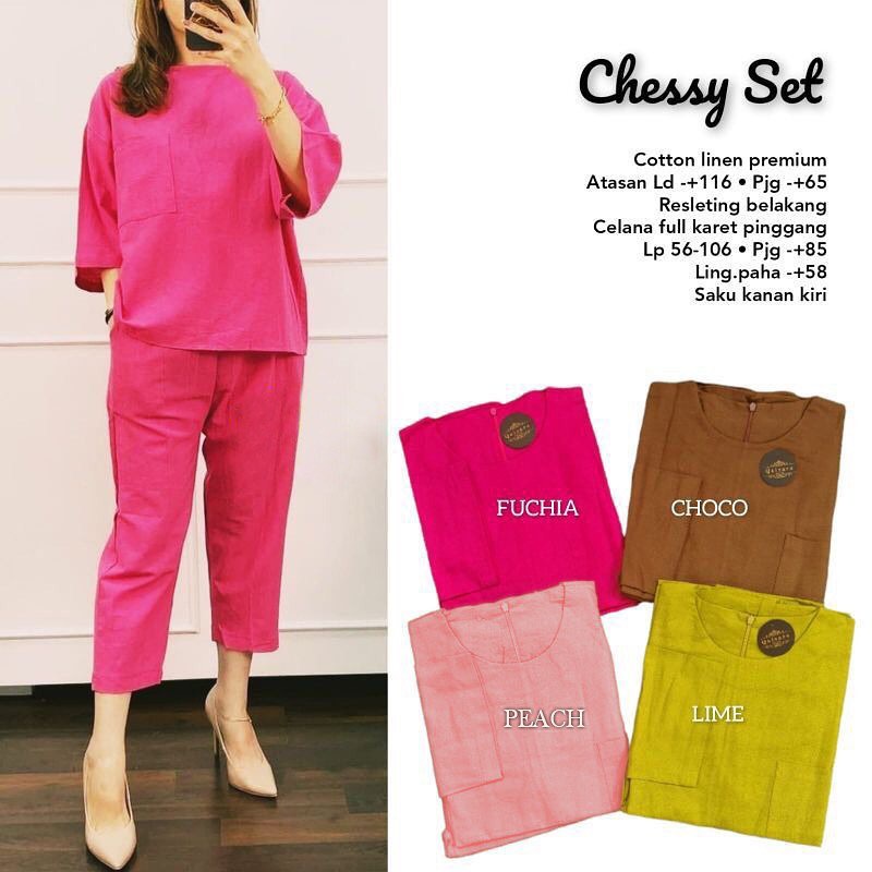 Pakaian Wanita / Gamis / Chessy Set  4 pilihan warna Mat  Katun Linen Rami