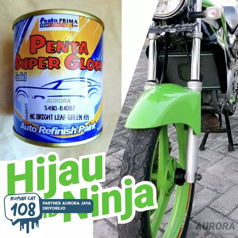

Rumah Cat - Cat Penta Super Gloss NC Bright Leaf Green KN 200ml Hijau Kawasaki Ninja / Ijo Daun Muda Solid Mengkilap Gloss Motor Mobil Sepeda Duco Duko Diko Semprot | Rumah Cat Mobil dan Motol