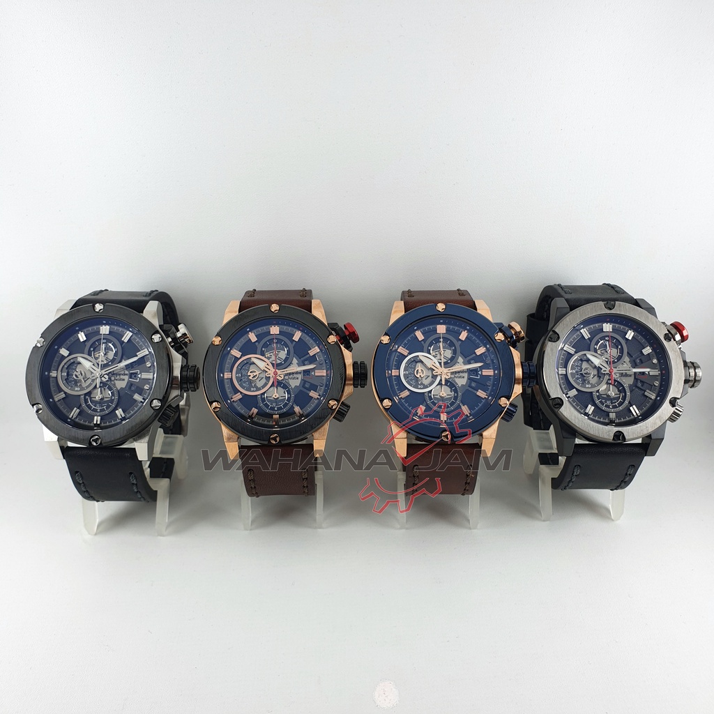 Alexandre Christie AC 6491 MC / Jam Tangan Pria AC6491 Kulit Leather Chrono Sport Alexander Cowok