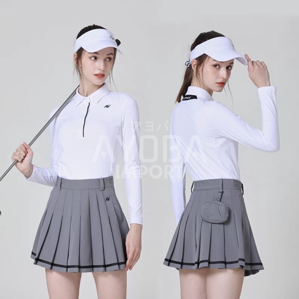 Baju polo putih wanita azureway golf skort rok golf woman rok grey