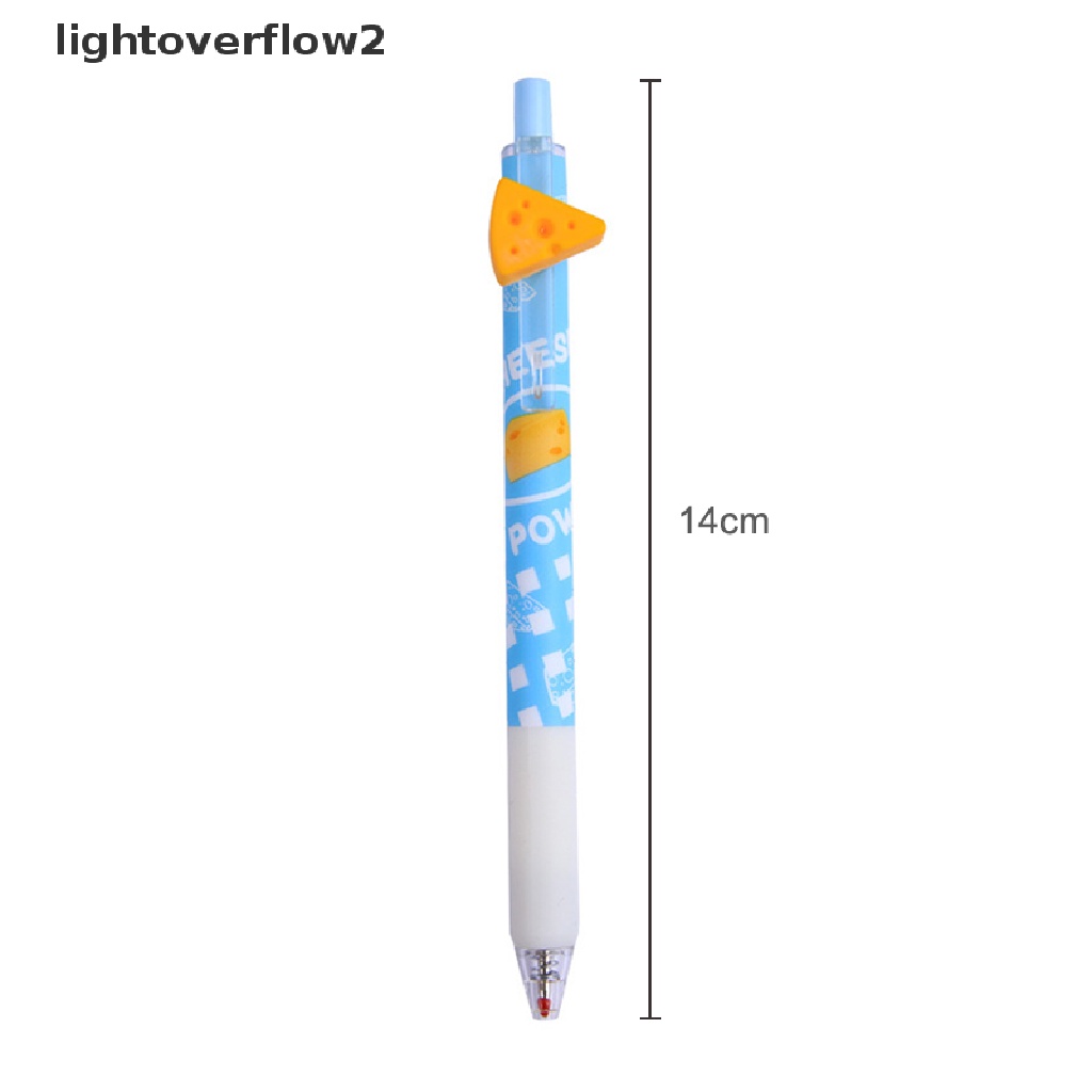 (lightoverflow2) Pulpen Gel Retractable Motif Kartun Telur / Keju Untuk Alat Tulis Sekolah / Kantor