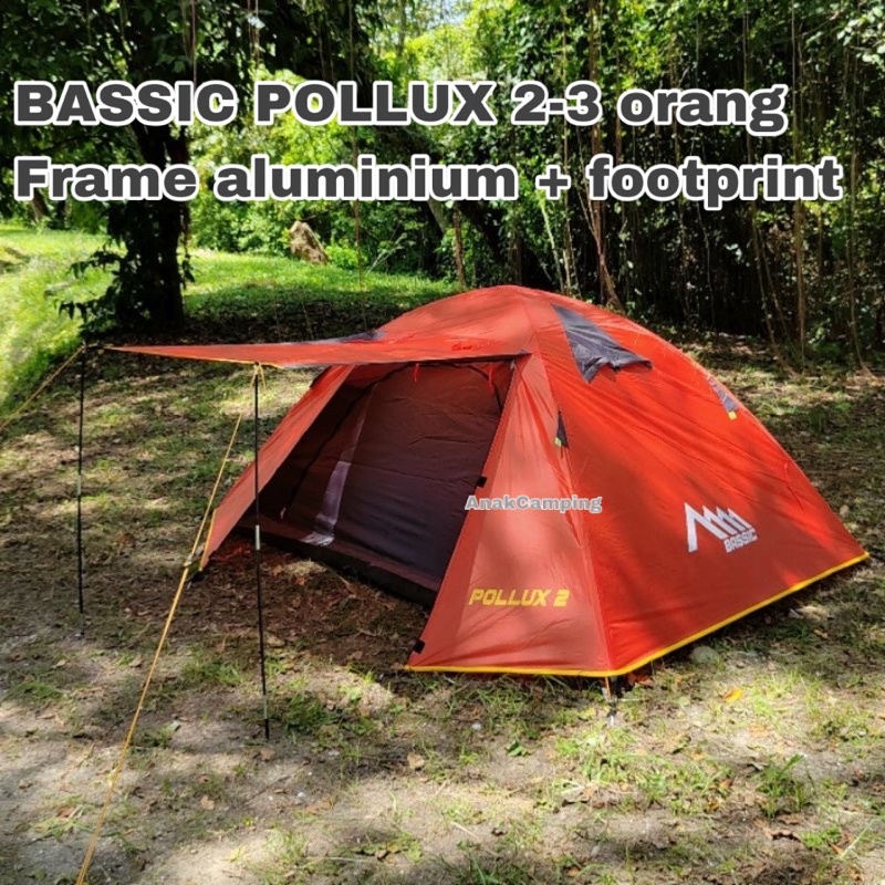 TENDA CAMPING  FOLLUX 2 ORANG FRAME ALUMUNIUM / TENDA BASSIC POLLUX 2 P ALUMUNIUM BONUS FOOTPRINT