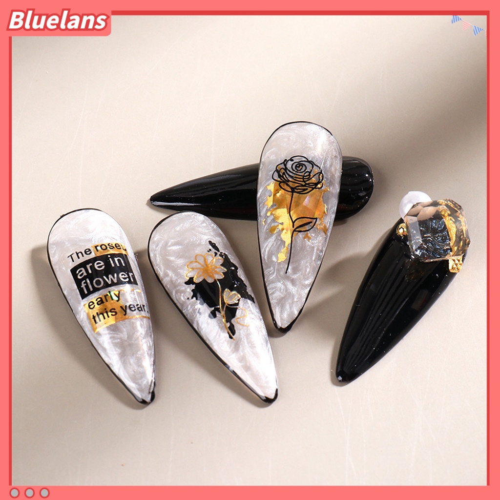 Bluelans Stiker Kertas Manikur Warna Hitam Bronzing Untuk Wanita