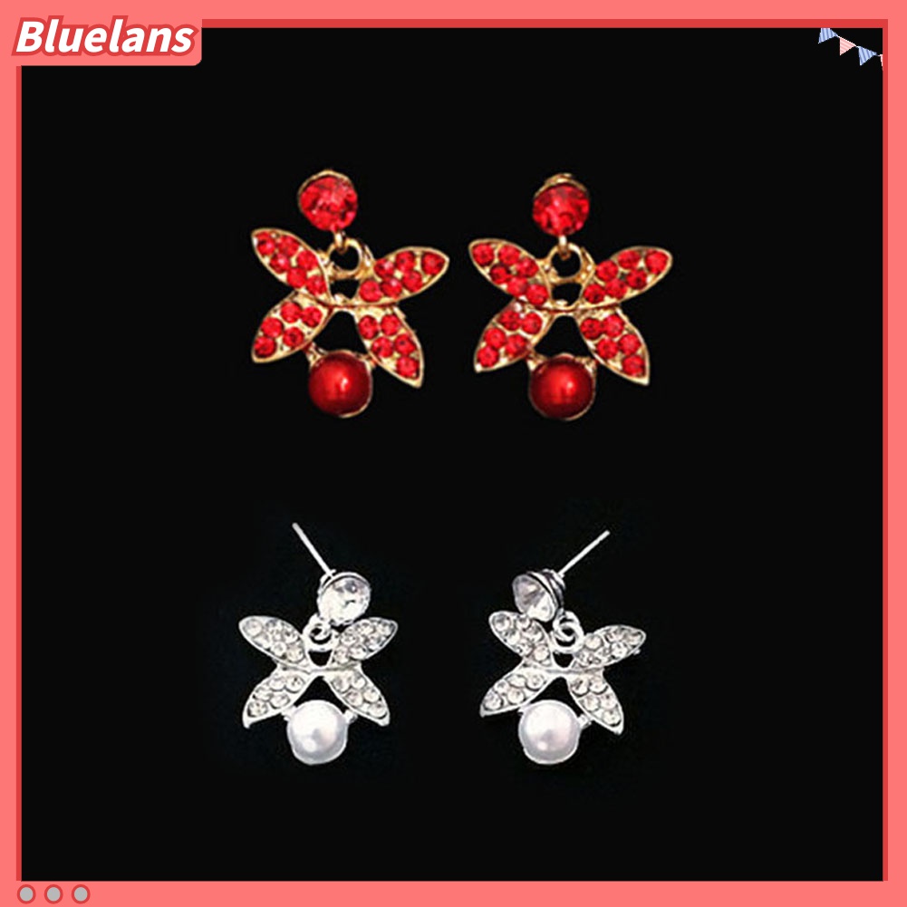 Set Perhiasan Kalung Anting Stud Rantai Mutiara Berlian Imitasi Untuk Pengantin Wanita