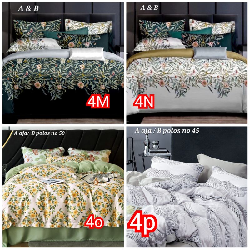 (4)BYAK MOTIF!!FULL SET BEDCOVER SPREI SUTRA ORGANIK SERAT BAMBOO ORIGINAL