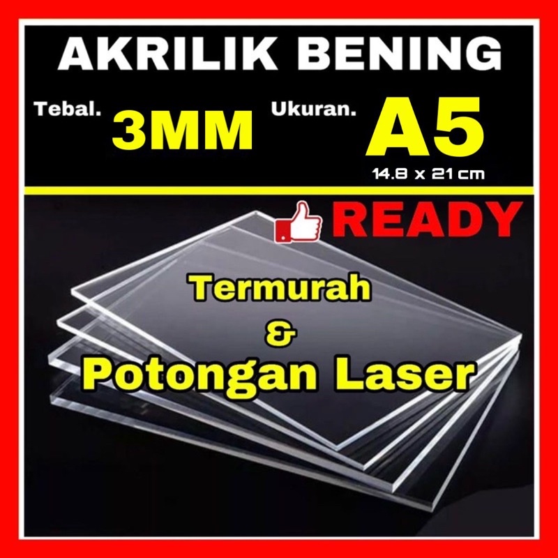 Akrilik Bening Lembaran A5 3mm / Acrylic Transparant