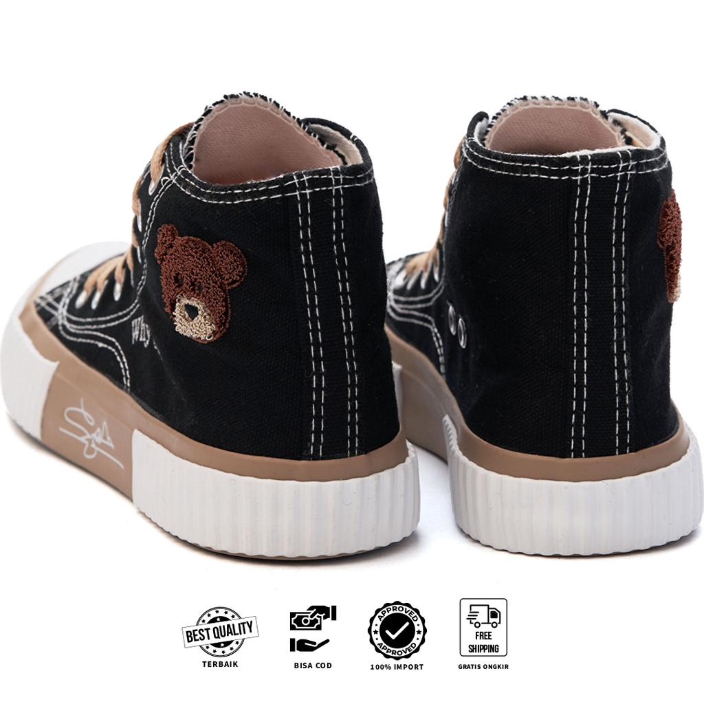 FREE KOTAK SEPATU !!! SALE!!! SEPATU WANITA WHY BEAR IMPORT BLACK - 888