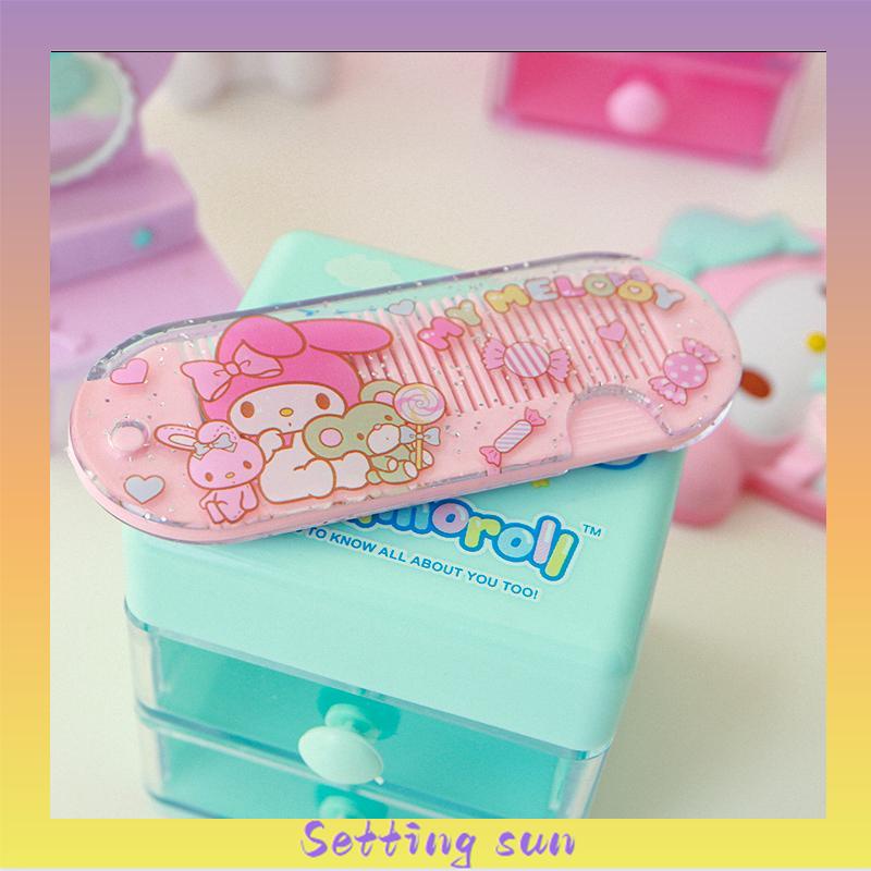 Sisir Kecil Plastik  Kartun Lucu Lipat Portabel Sisir Poni  Kuromi Melody Cinnamoroll Kitty TN