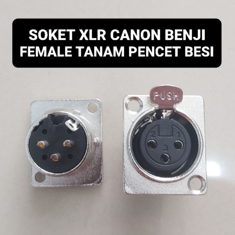 BENJI Soket Female XLR Canon Tanam Besi Pencet Betina