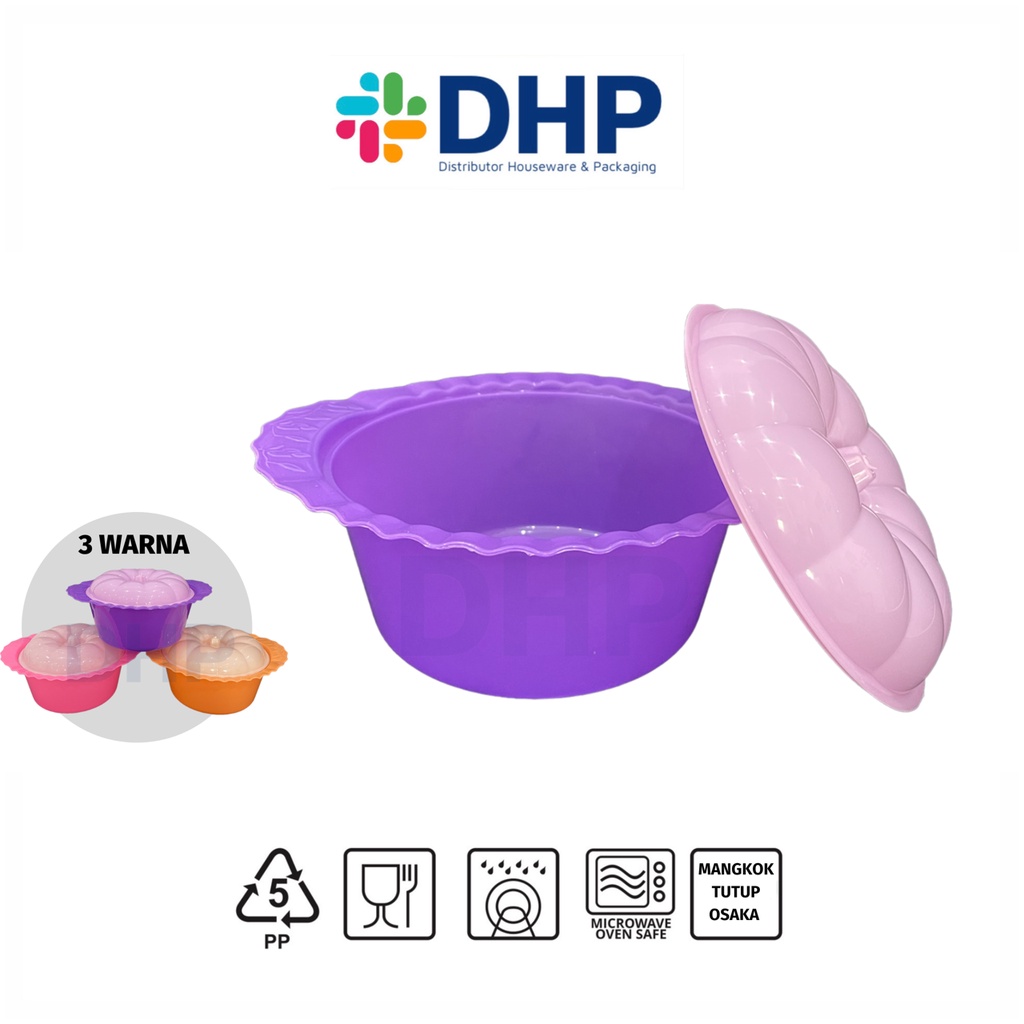 Mangkok Tutup (D=18cm) OSAKA Wadah Saji Makanan Plastik Tempat Sayur Besar